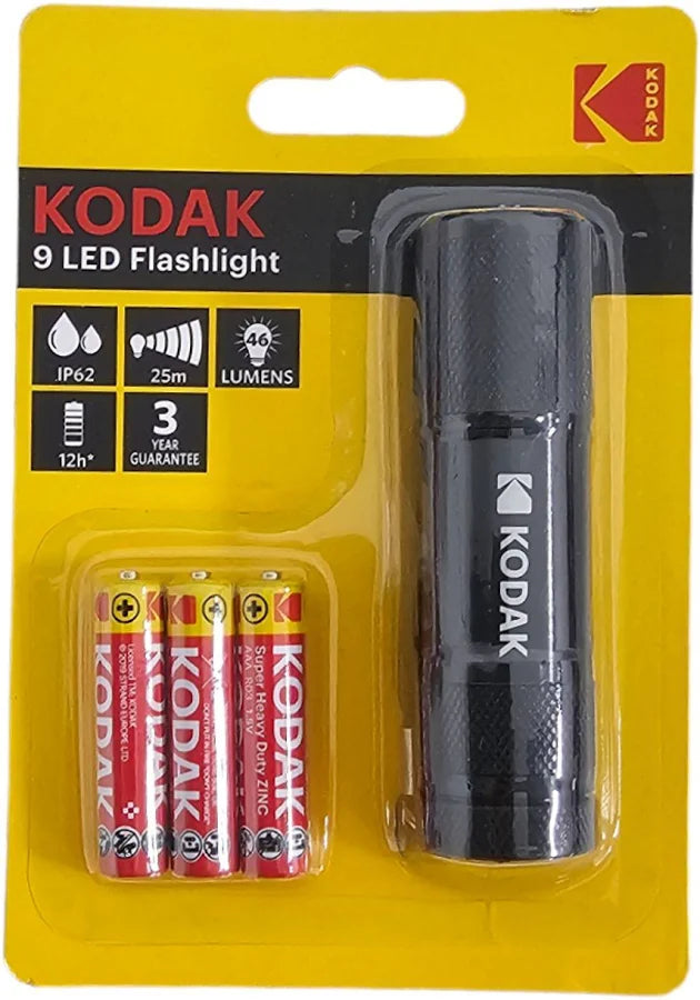 Linterna Kodak 9LED + 3 pilas AAA negro